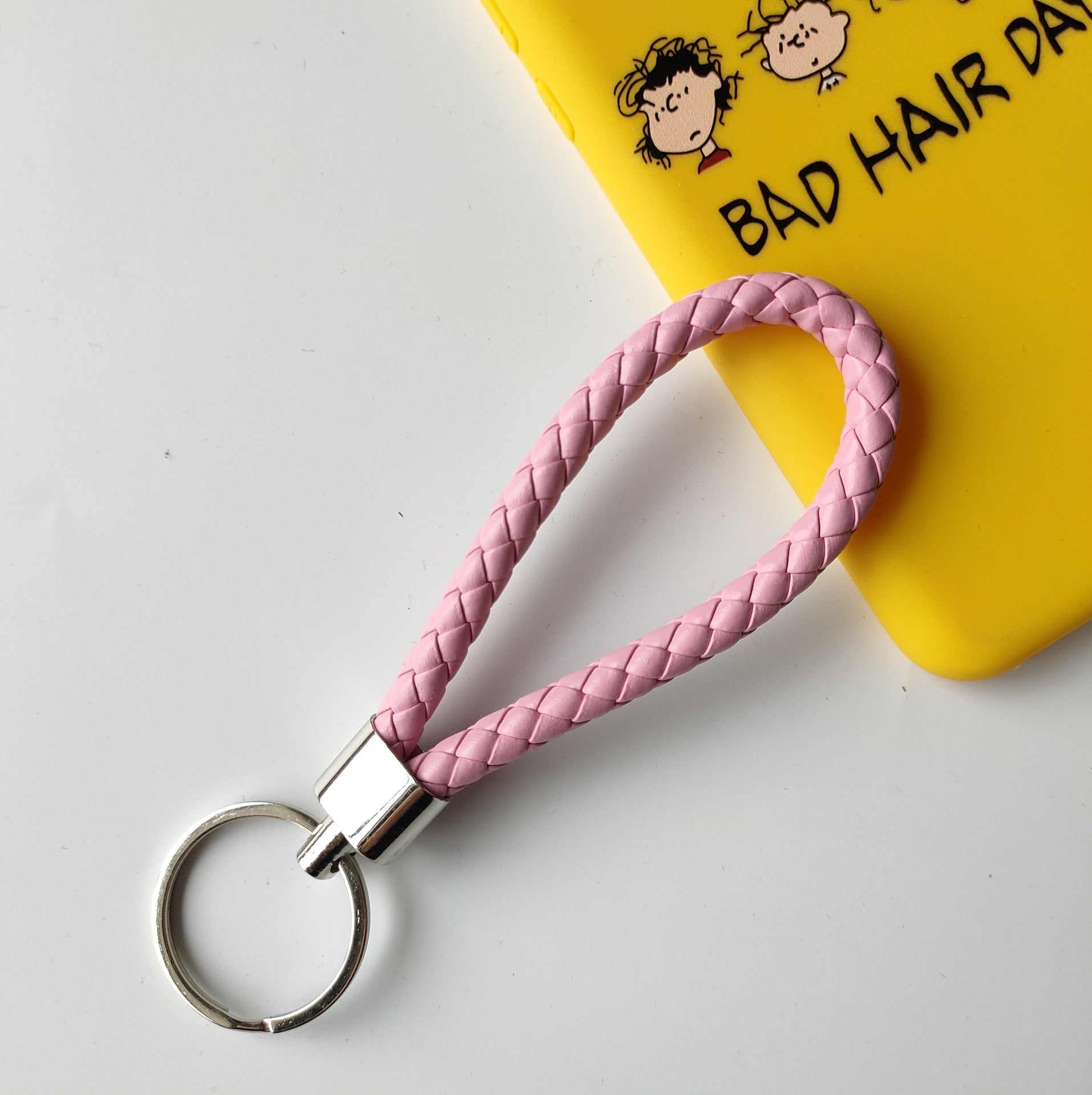 Wholesale Braided Color Leather Rope Keychain